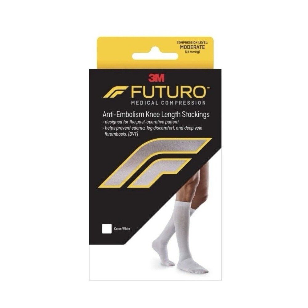 3M Futuro Anti-Embolism Knee Length Stockings XL White Moderate 18mmHg 71059EN - Picture 3 of 9